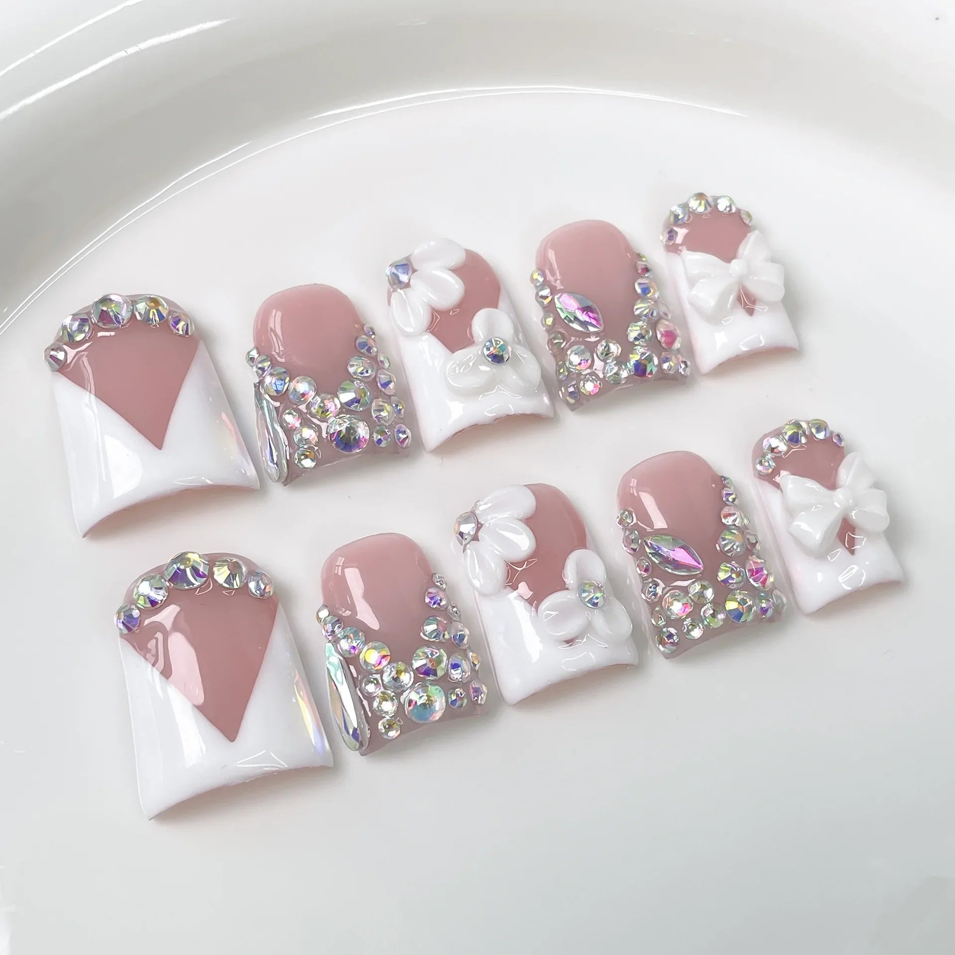 Elegant French Floral Nails
