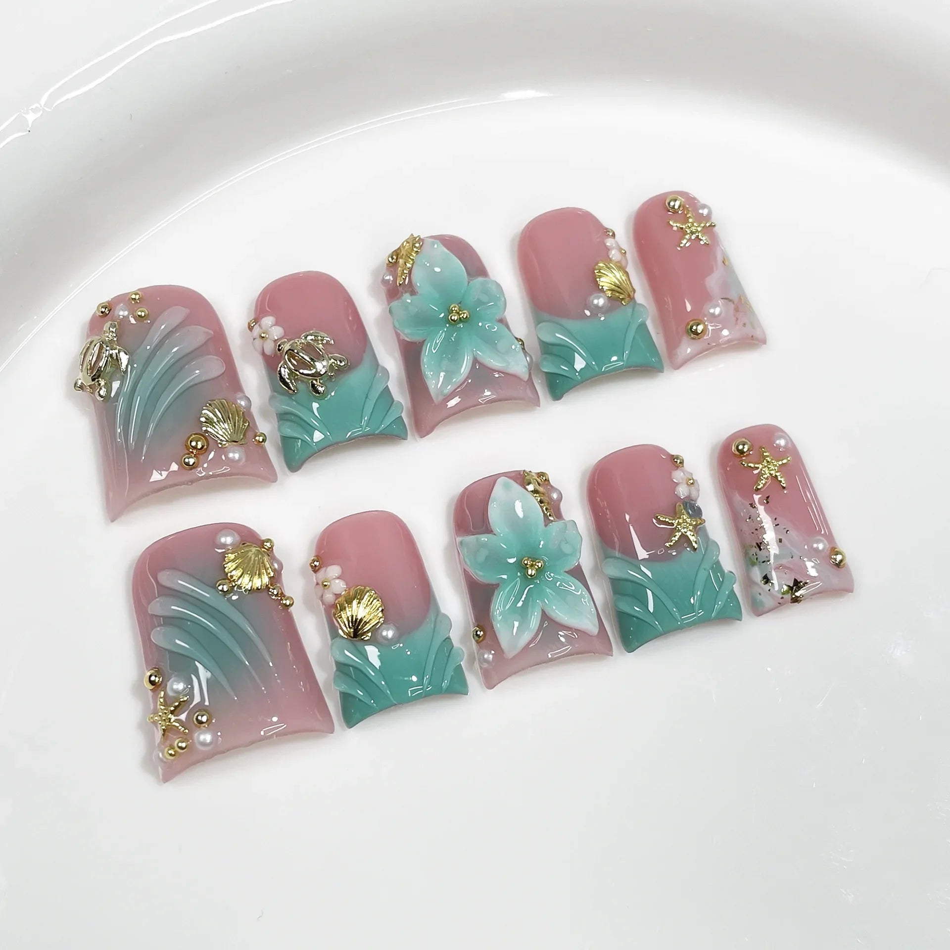 Elegant French Floral Nails