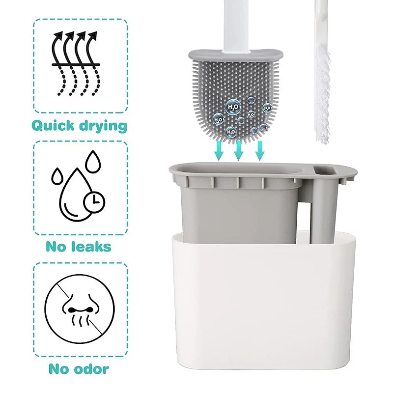 Soft Bristle Toilet Brush Set